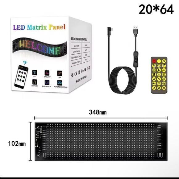 RGB Matrix Pixel Panel Scrolling Bright Advertising LED Signs (20x64 pix-7x36in) - Picture 6 of 13